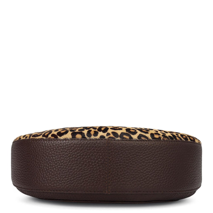 Small Fur Wax Leather Baguette - Beige & Brown