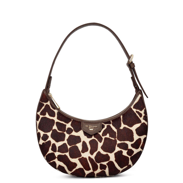 Small Fur Franzy Leather Baguette - Off White & Brown