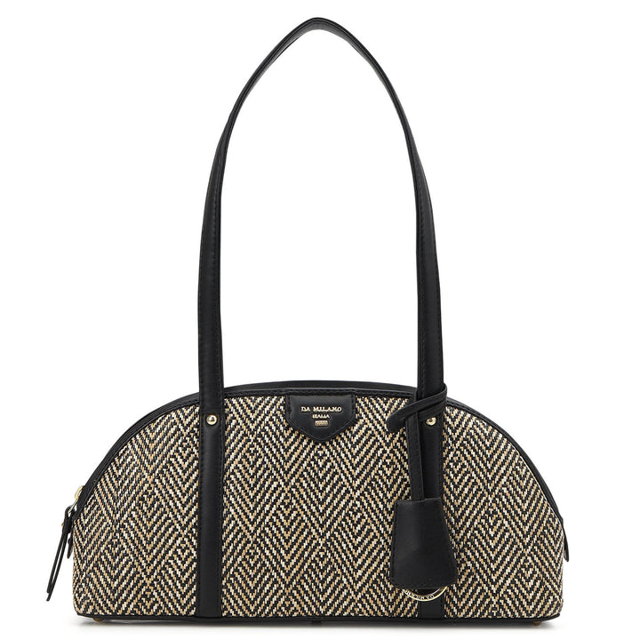Canvas Plain Leather Shoulder Bag (S)