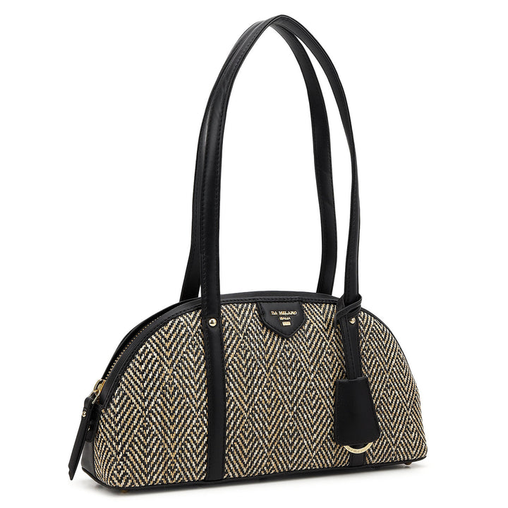 Canvas Plain Leather Shoulder Bag (S)