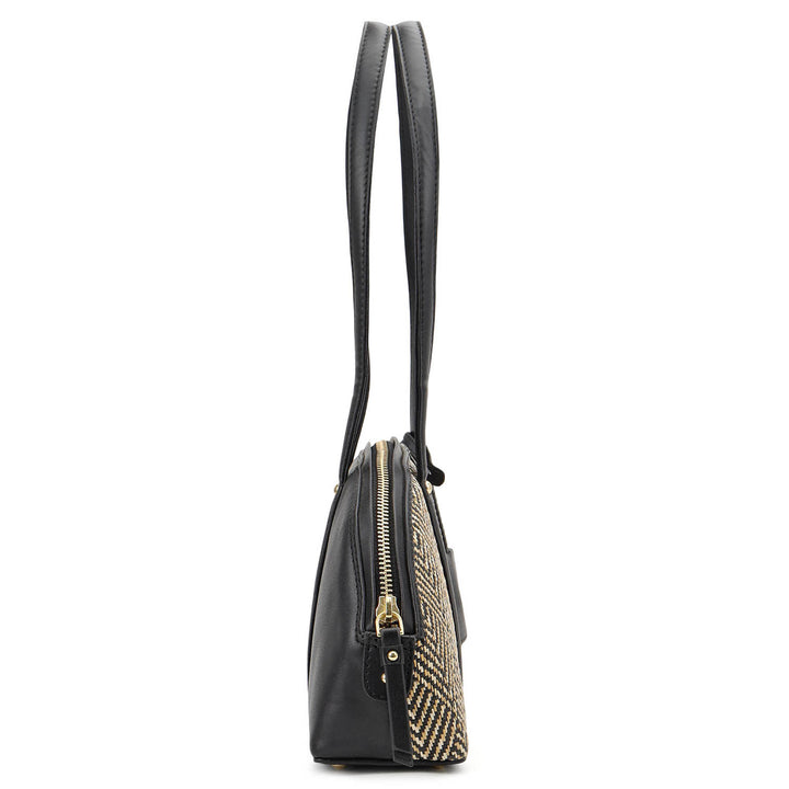 Canvas Plain Leather Shoulder Bag (S)