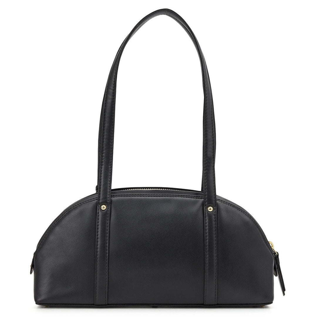Canvas Plain Leather Shoulder Bag (S)