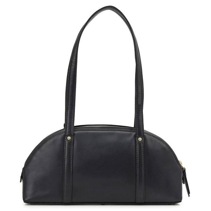 Canvas Plain Leather Shoulder Bag (S)
