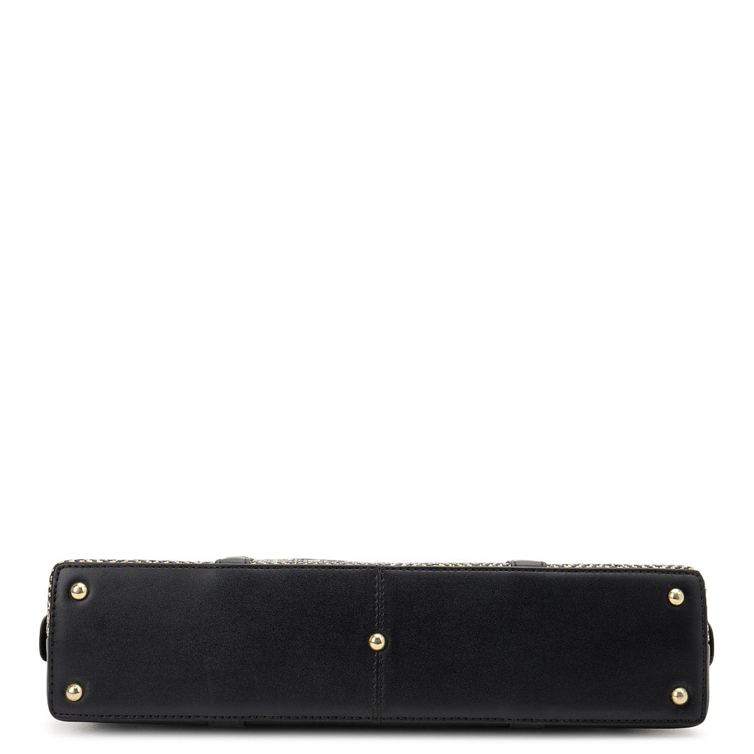 Canvas Plain Leather Shoulder Bag (S)