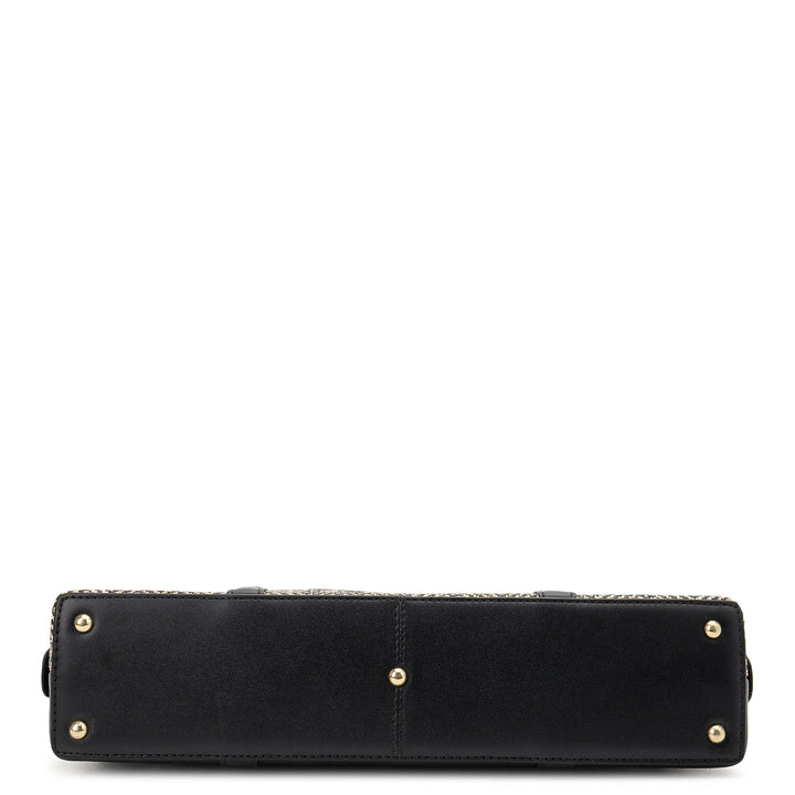 Canvas Plain Leather Shoulder Bag (S)