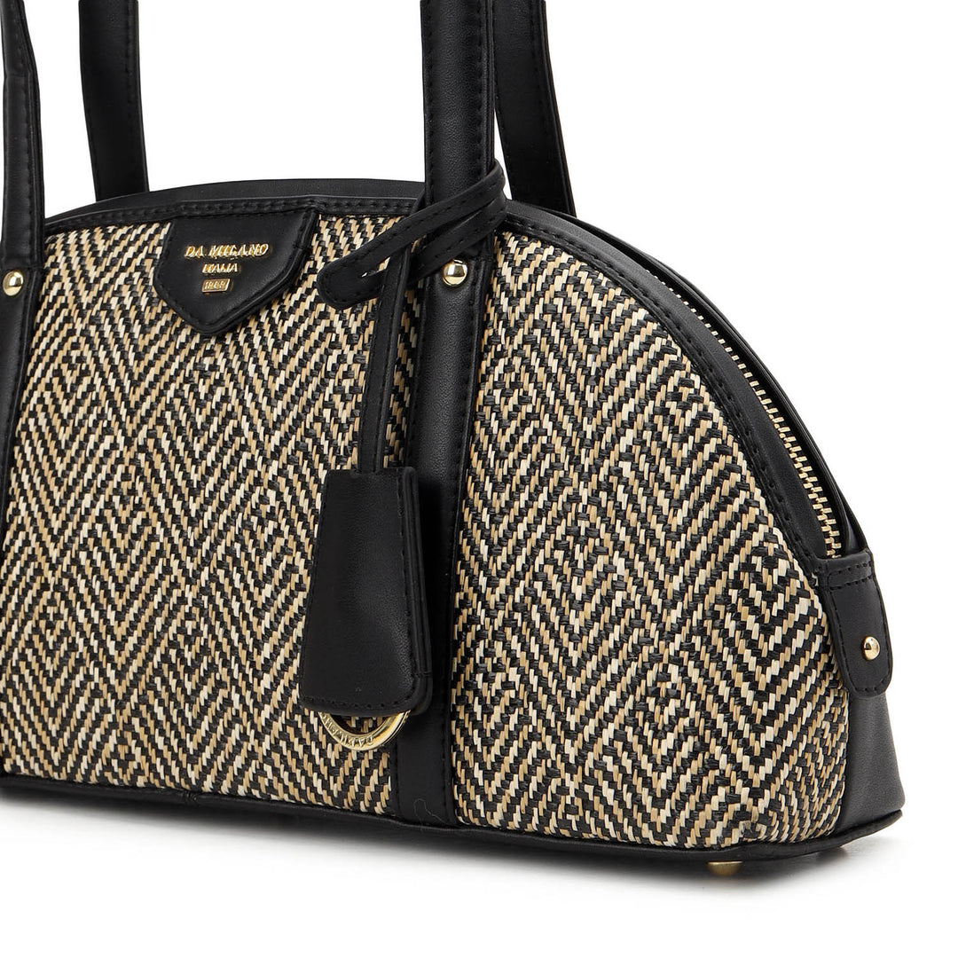 Canvas Plain Leather Shoulder Bag (S)