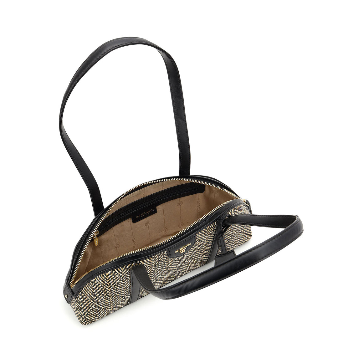 Canvas Plain Leather Shoulder Bag (S)