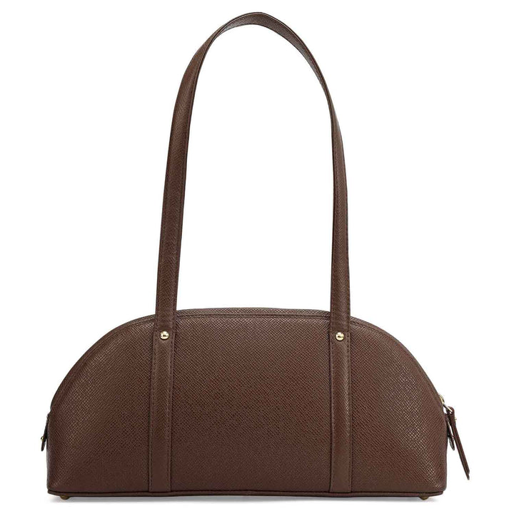 Small Fur Franzy Leather Shoulder Bag - White & Brown