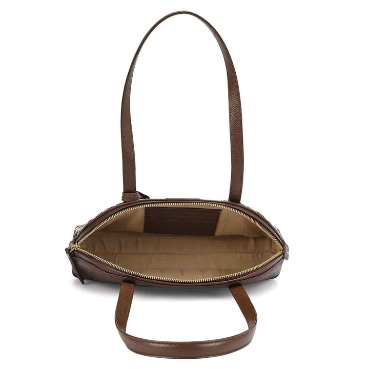 Small Fur Franzy Leather Shoulder Bag - White & Brown