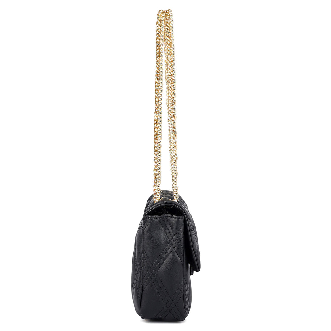 Medium Quilting Leather Shoulder Bag - Black