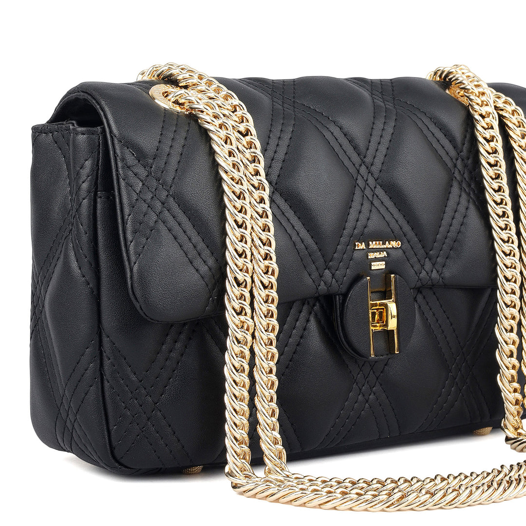 Medium Quilting Leather Shoulder Bag - Black