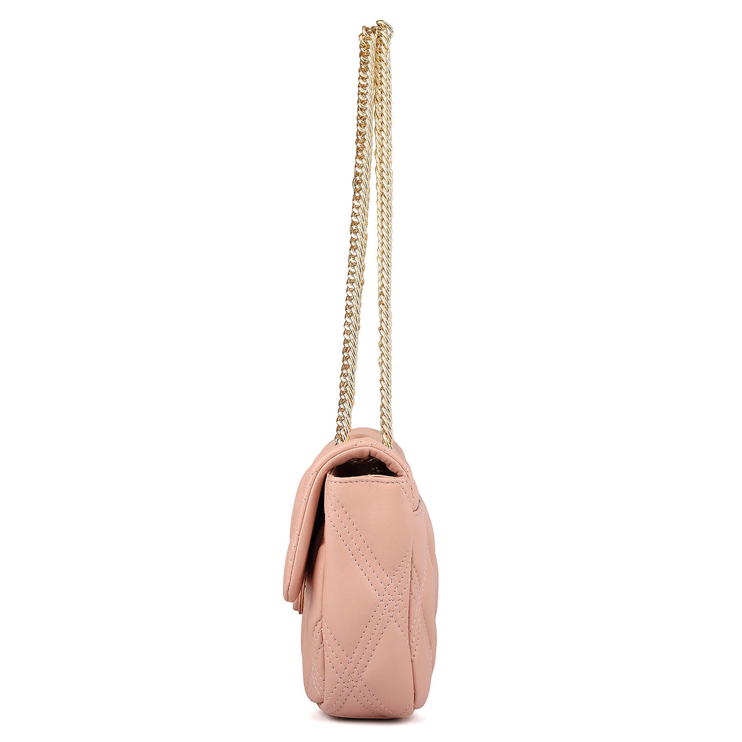Medium Quilting Leather Shoulder Bag - Peach