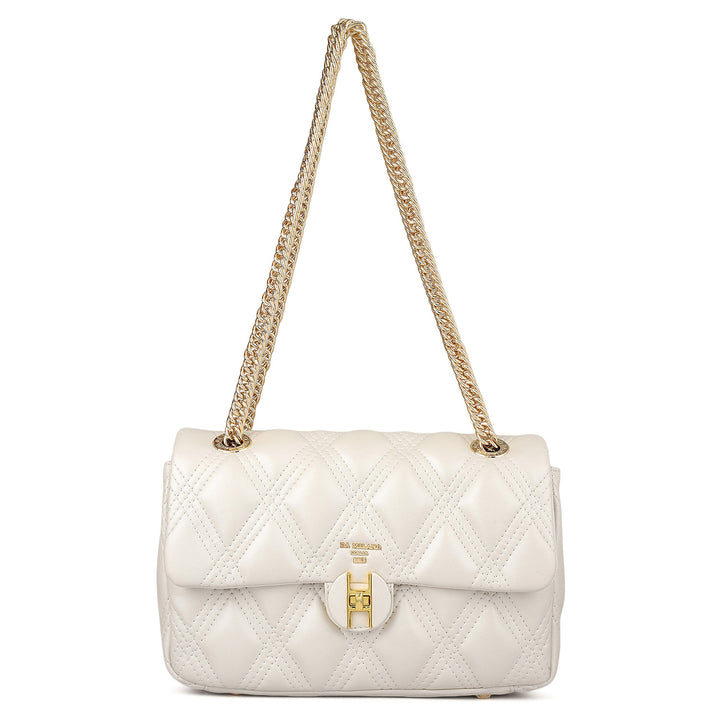 Medium Quilting Leather Shoulder Bag - Snow