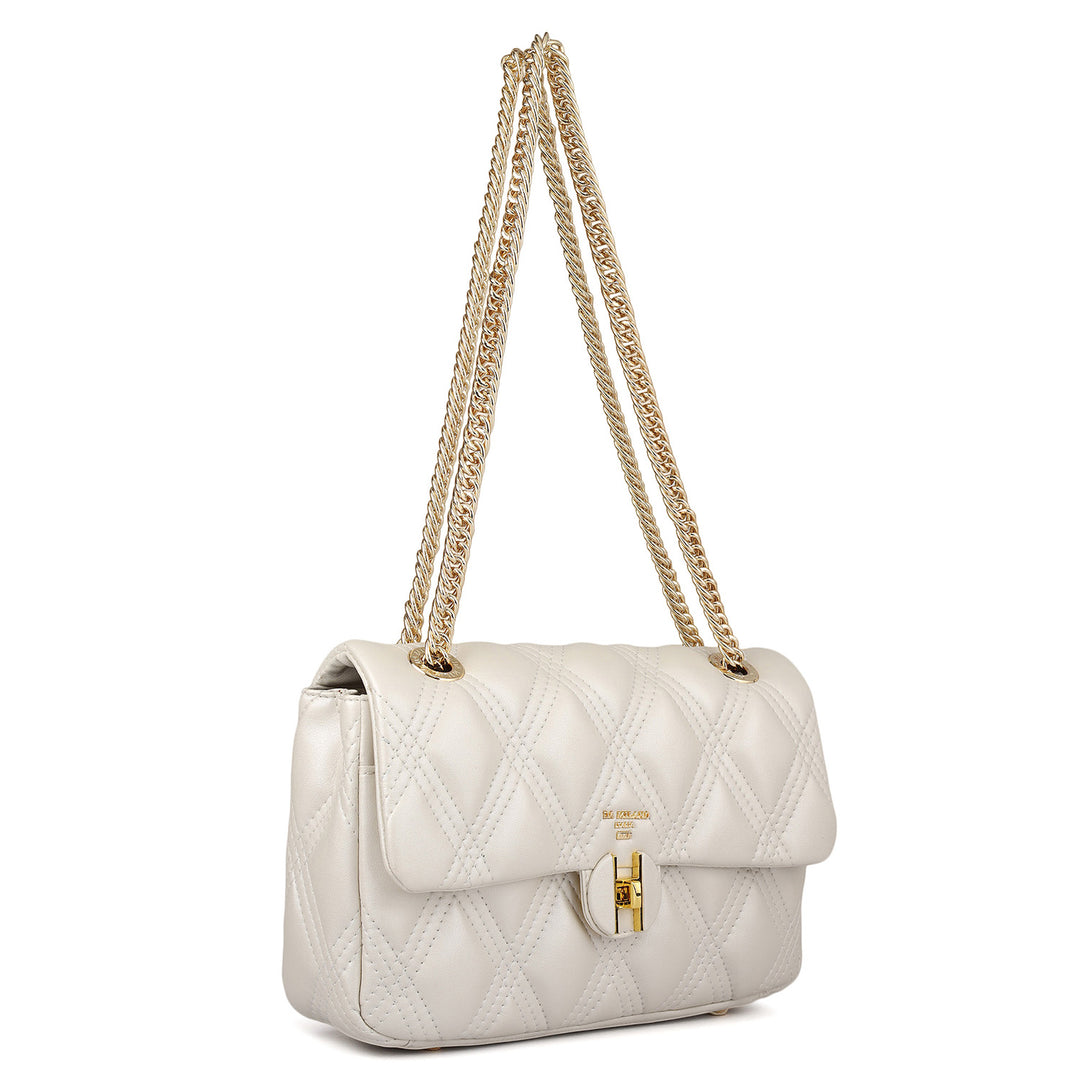 Medium Quilting Leather Shoulder Bag - Snow