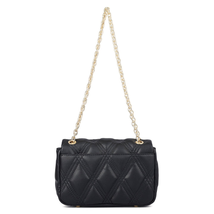 Small Quilting Leather Shoulder Bag - Black