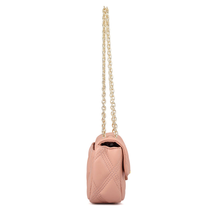 Small Quilting Leather Shoulder Bag - Peach