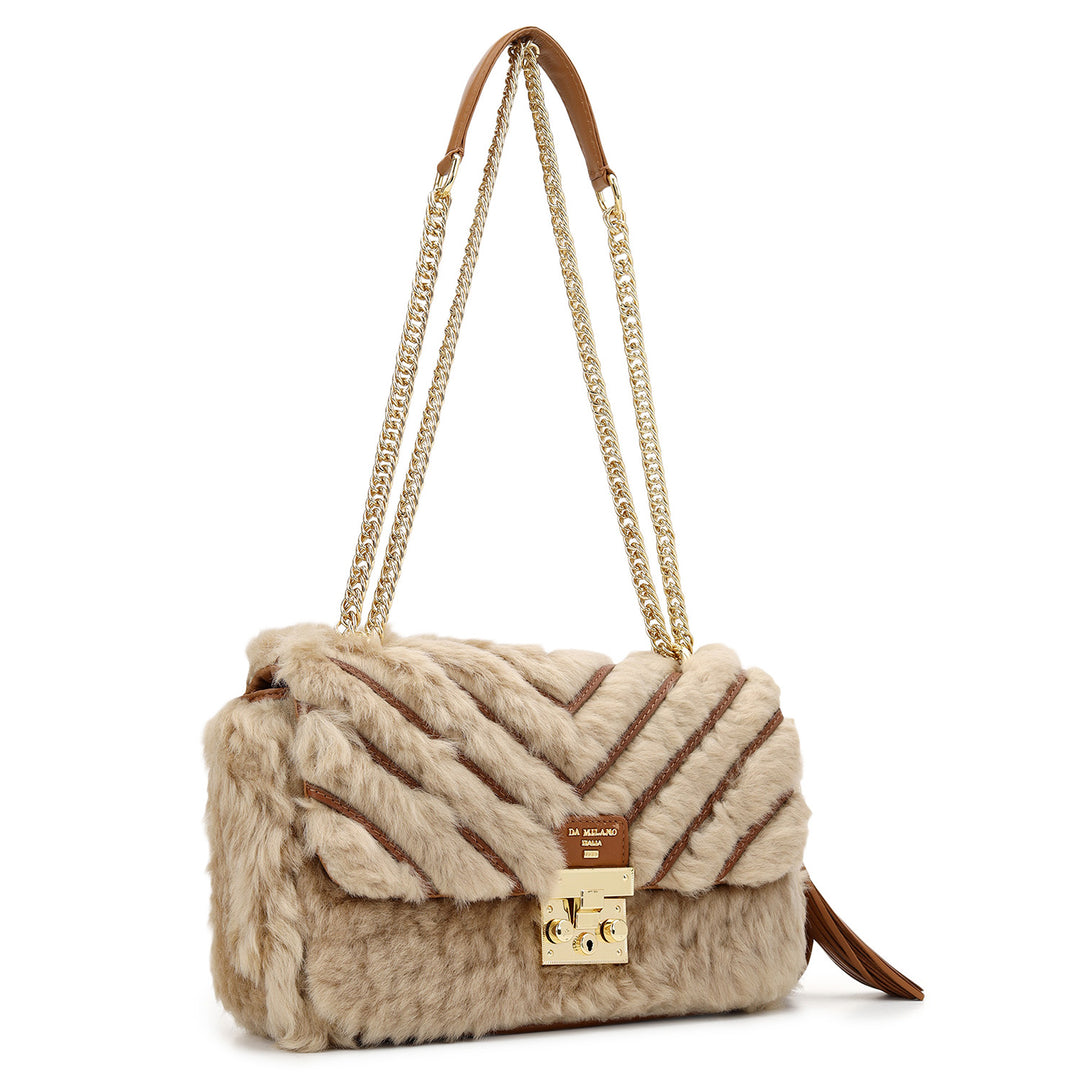Fur Double Chain Bag (S) - Beige