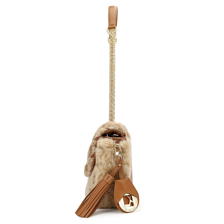 Fur Double Chain Bag (S) - Beige