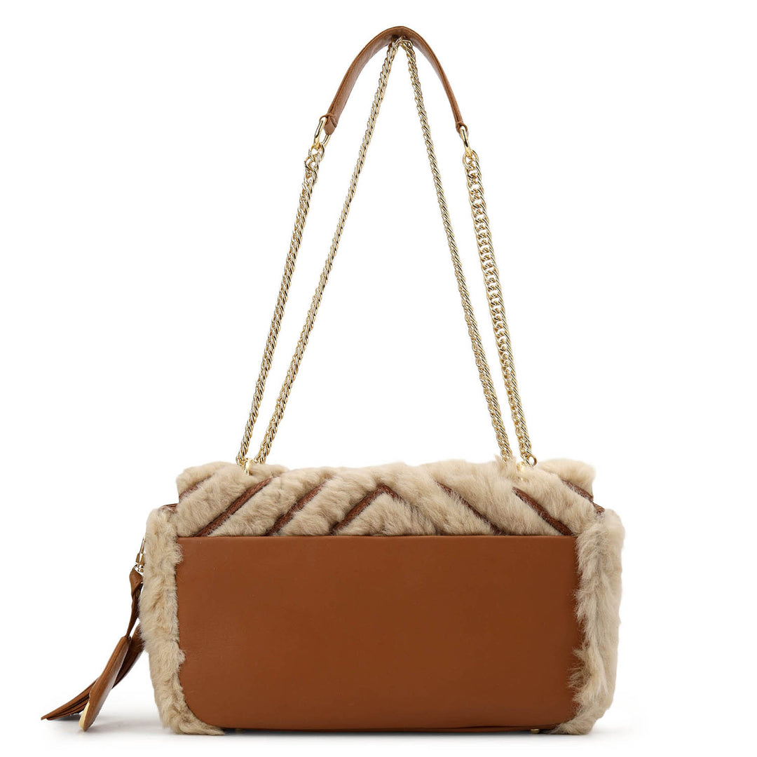 Fur Double Chain Bag (S) - Beige
