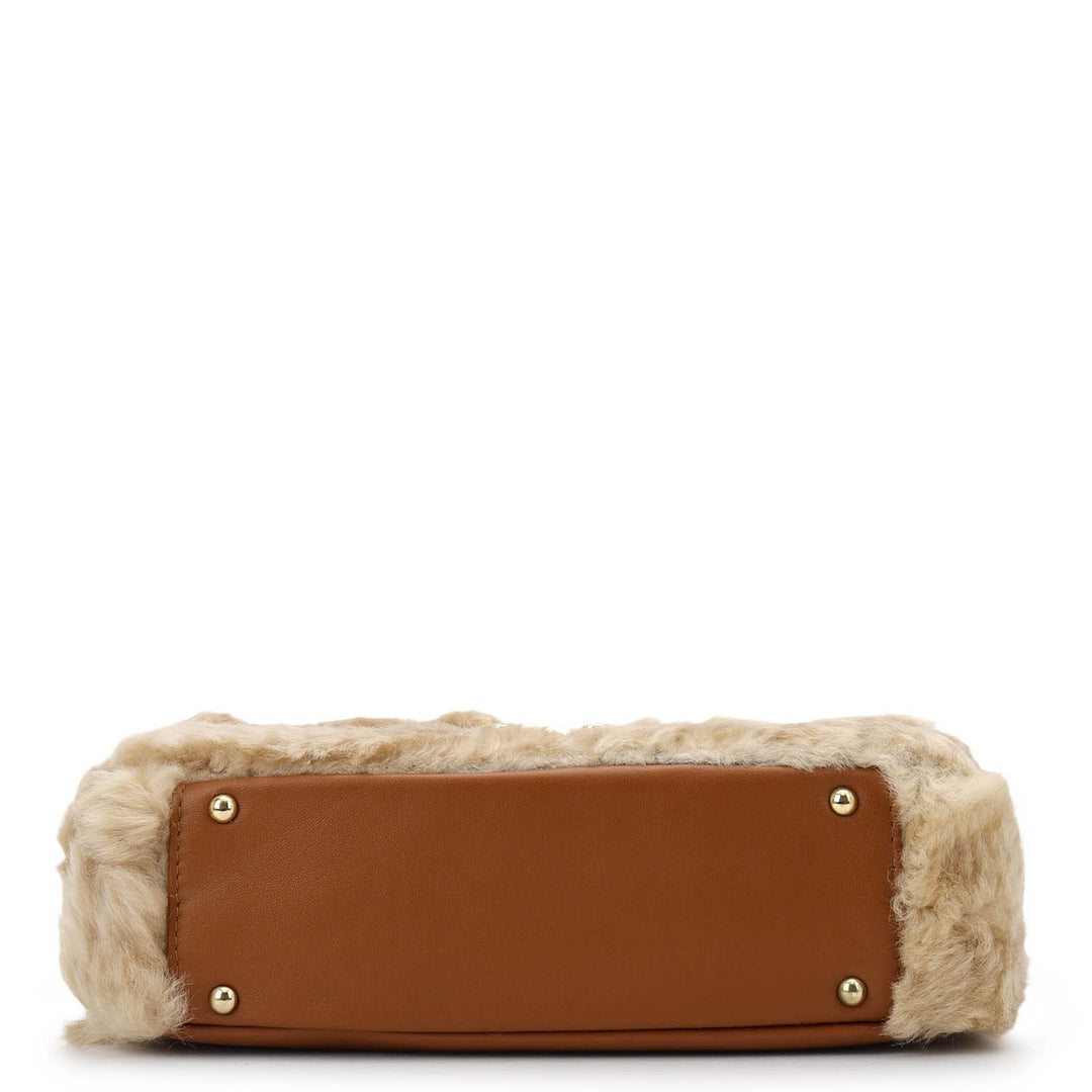 Fur Double Chain Bag (S) - Beige
