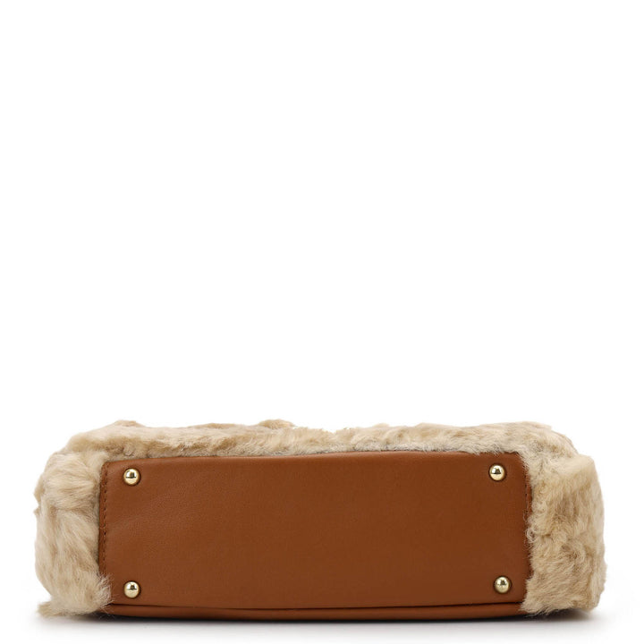 Fur Double Chain Bag (S) - Beige