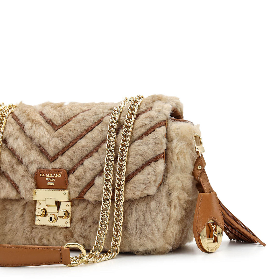Fur Double Chain Bag (S) - Beige