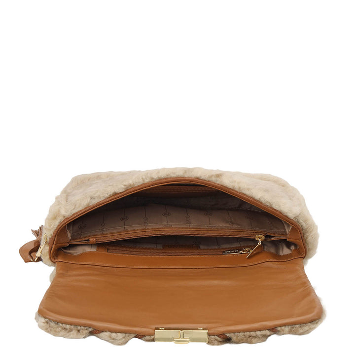 Fur Double Chain Bag (S) - Beige