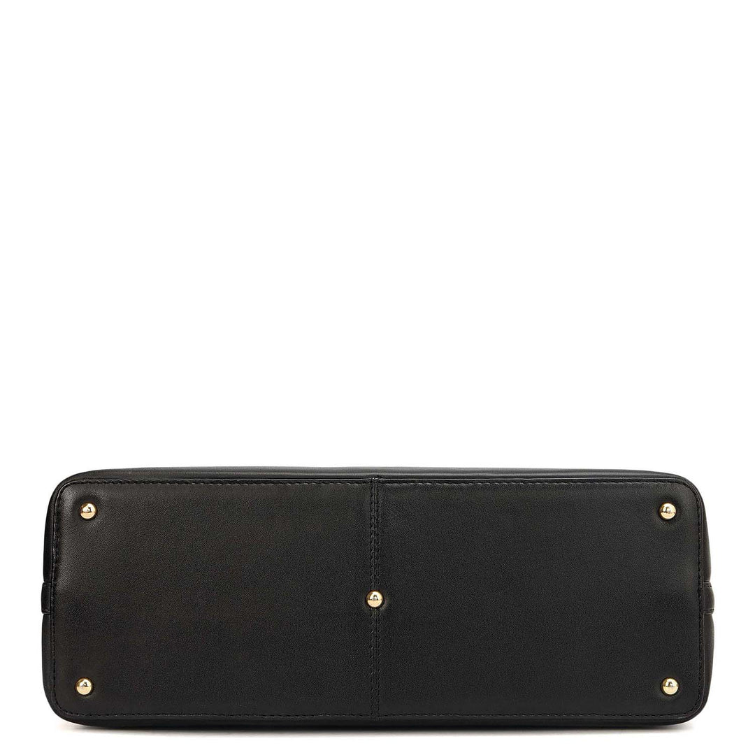 Medium Quilting Plain Leather Tote - Black