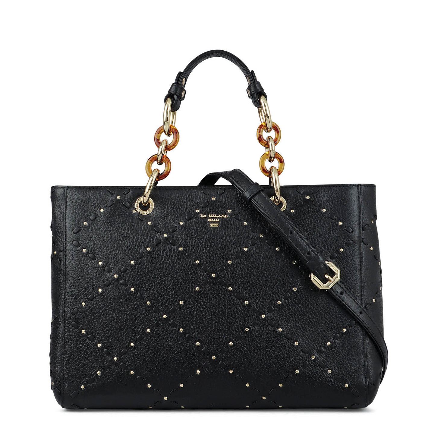 Medium Bunti Wax Leather Satchel - Black