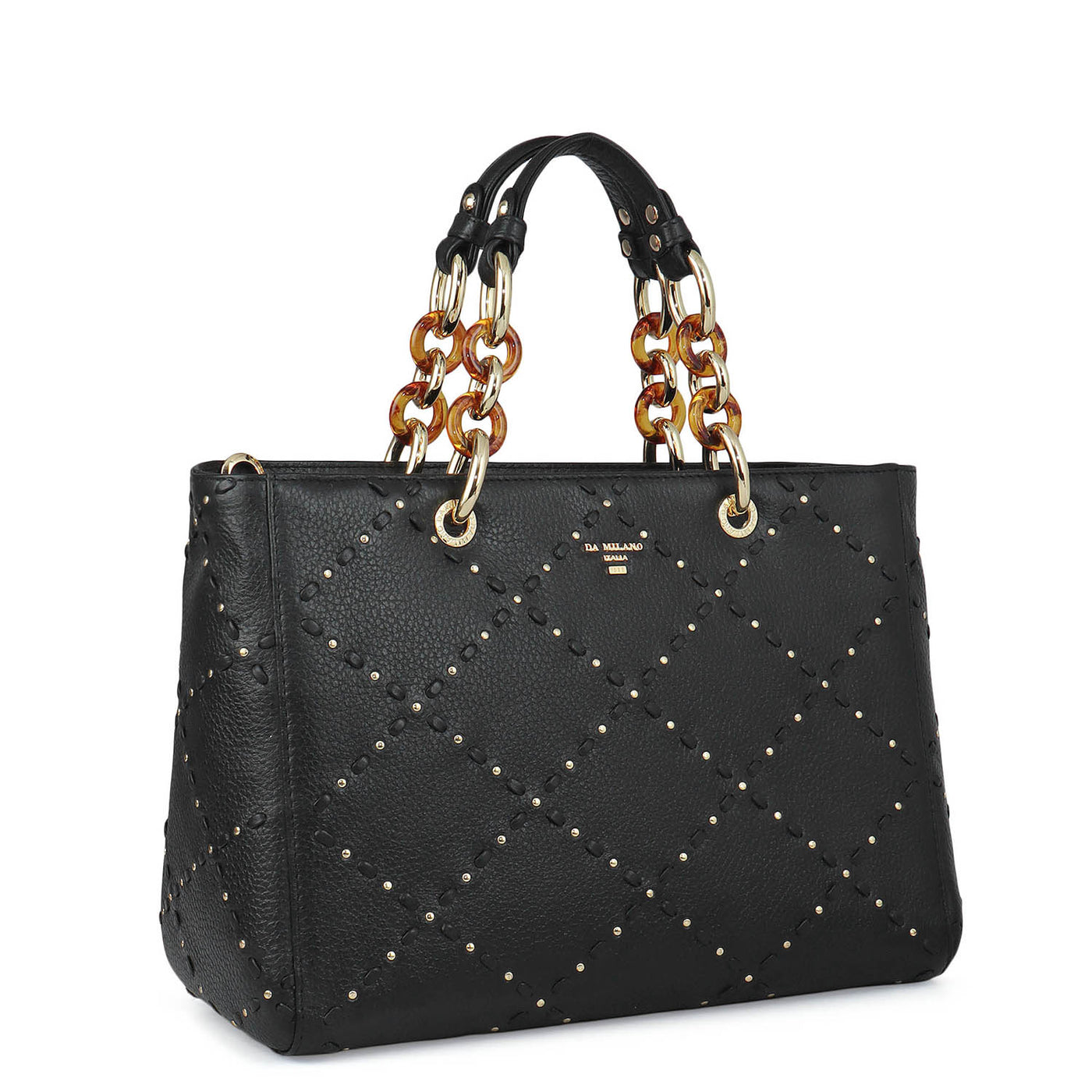 Medium Bunti Wax Leather Satchel - Black