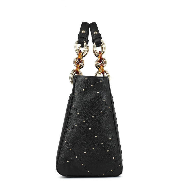 Serena Wax Leather Satchel - Black