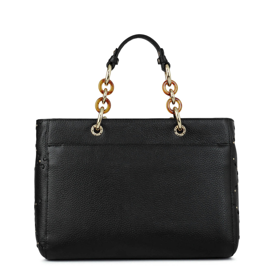 Serena Wax Leather Satchel - Black