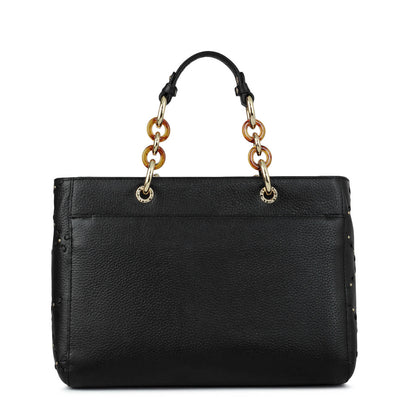 Medium Bunti Wax Leather Satchel - Black