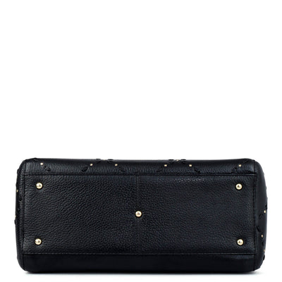 Medium Bunti Wax Leather Satchel - Black