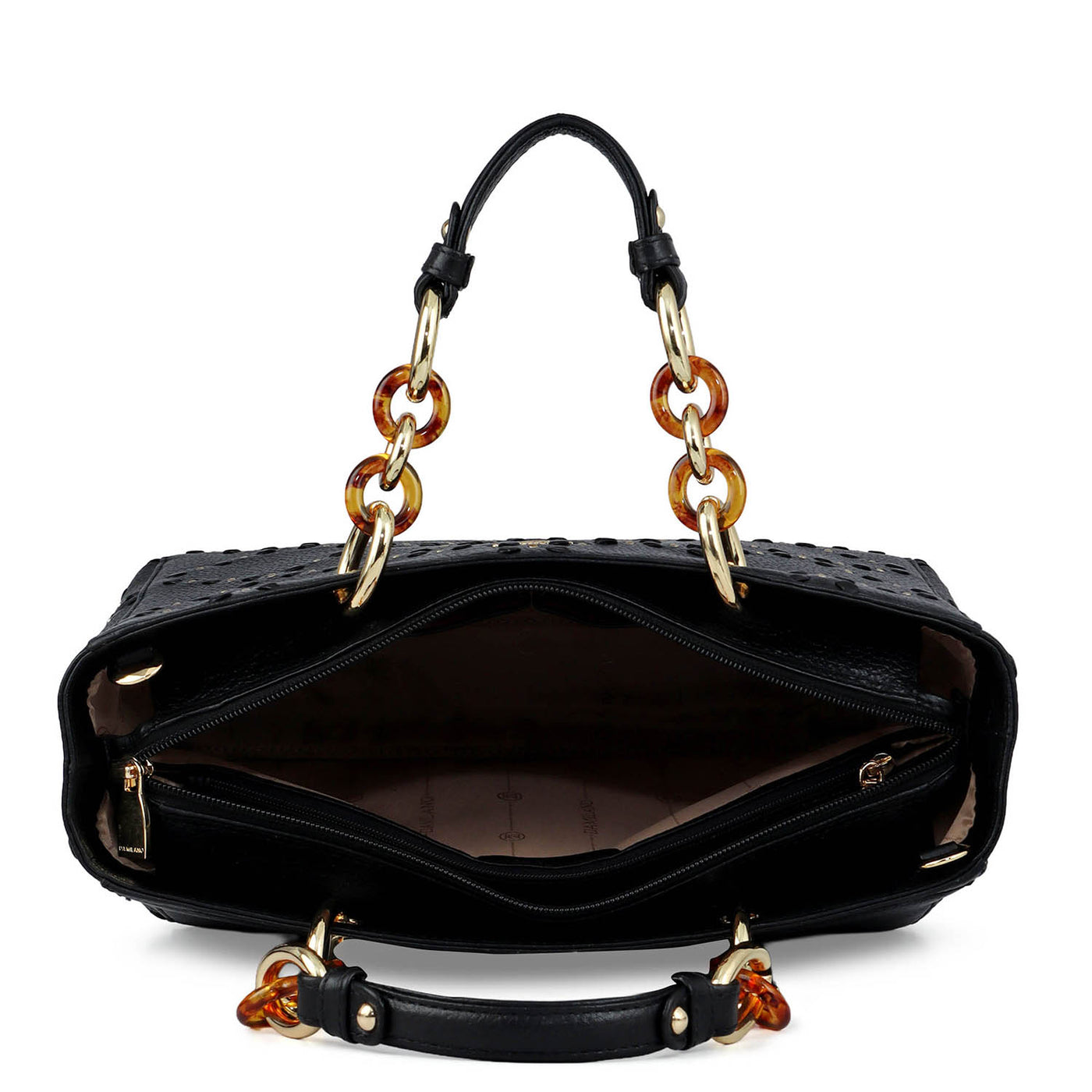 Medium Bunti Wax Leather Satchel - Black