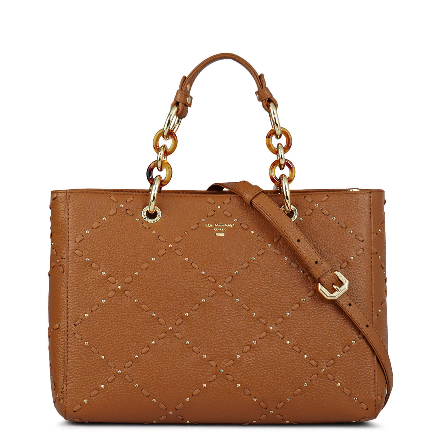 Medium Bunti Wax Leather Satchel - Caramel