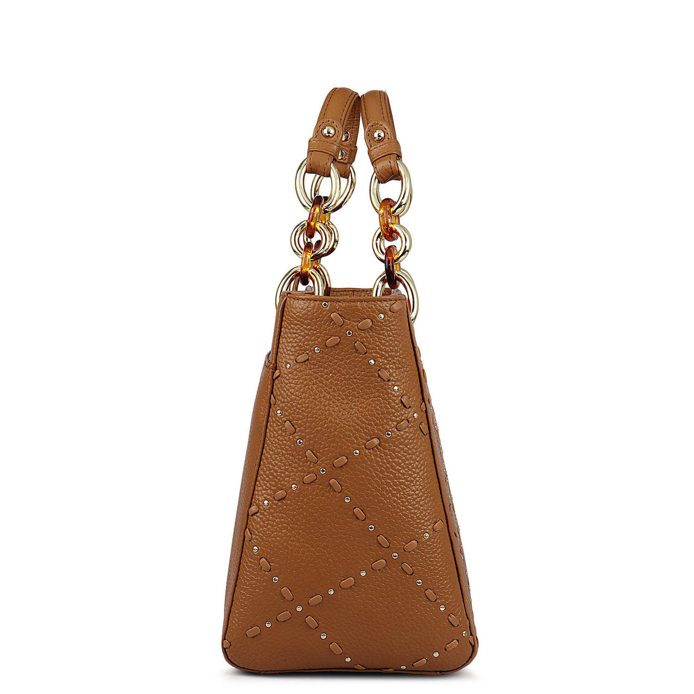 Medium Bunti Wax Leather Satchel - Caramel