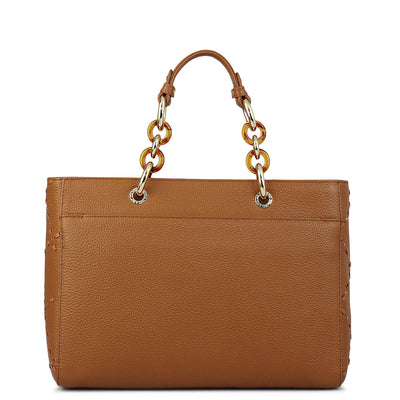 Medium Bunti Wax Leather Satchel - Caramel