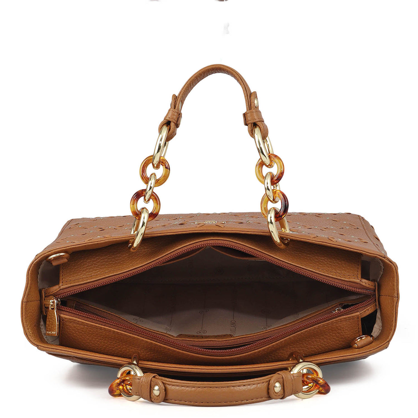 Medium Bunti Wax Leather Satchel - Caramel