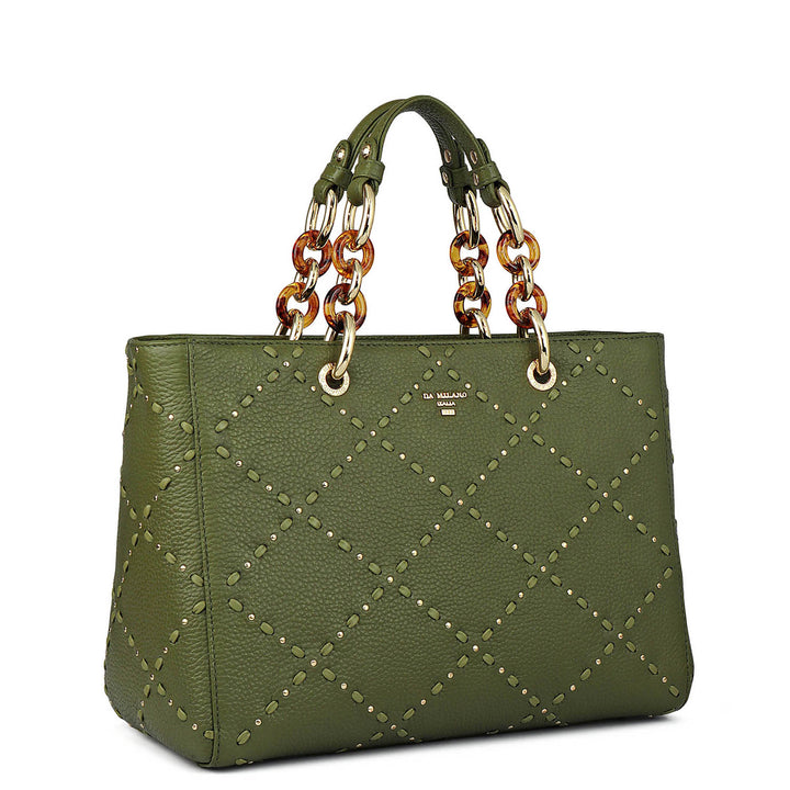 Serena Wax Leather Satchel - Fern