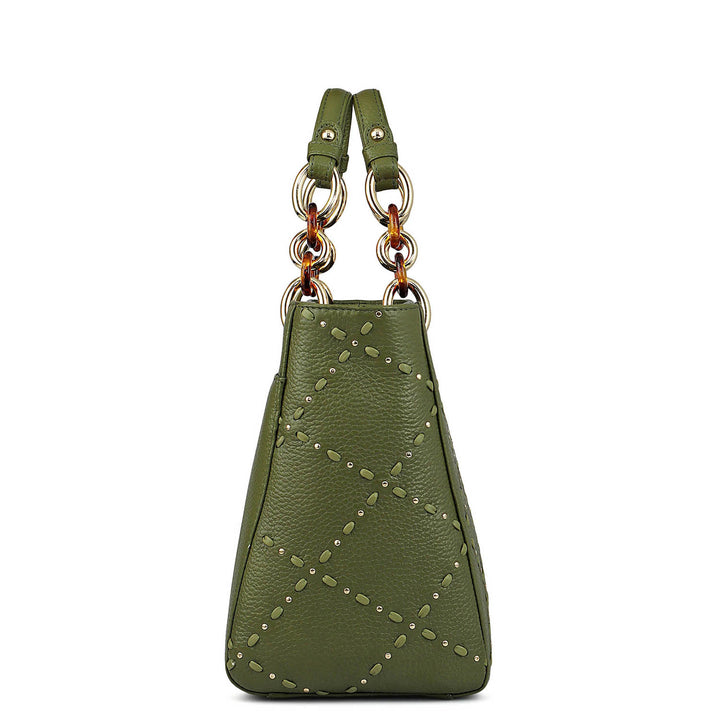Serena Wax Leather Satchel - Fern