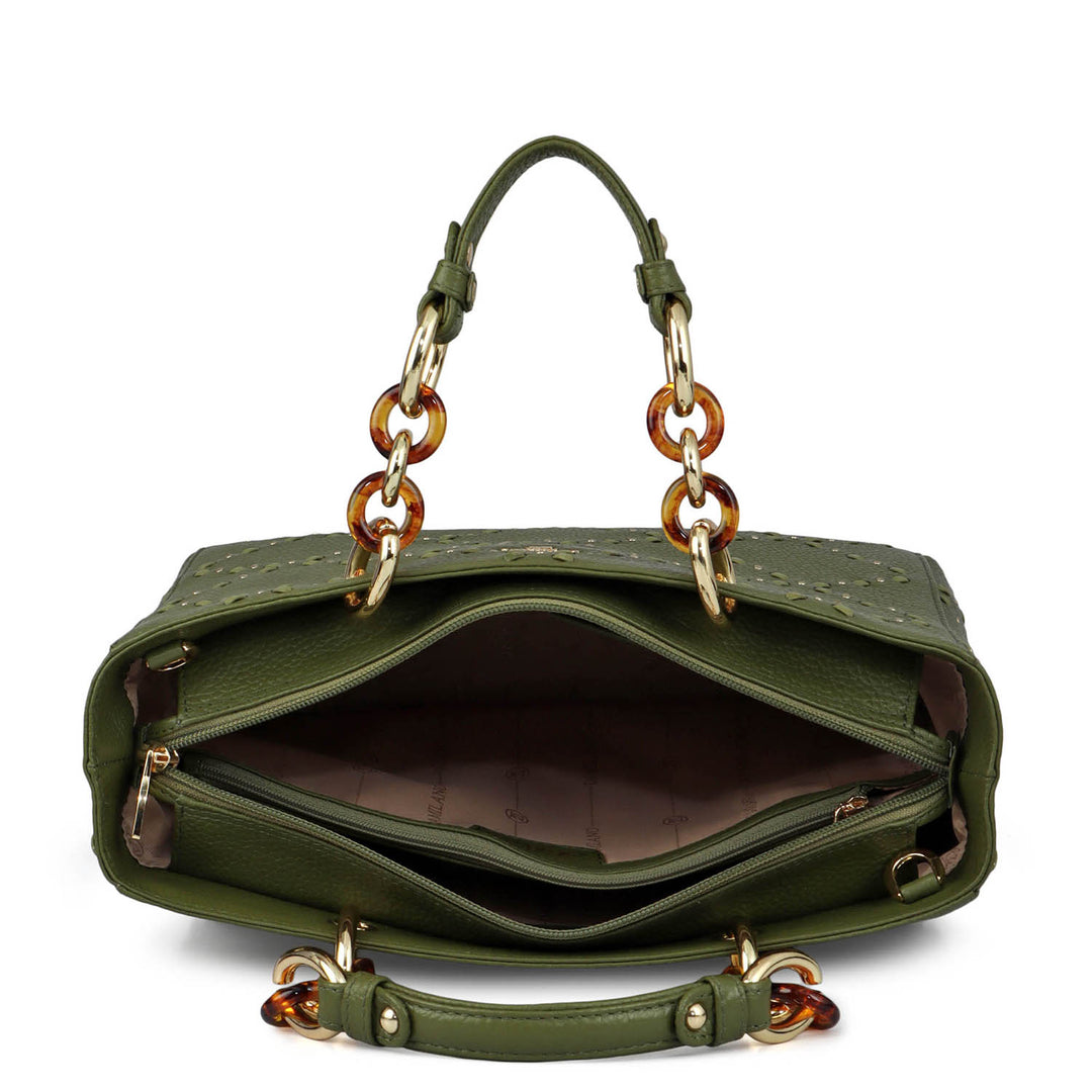 Serena Wax Leather Satchel - Fern