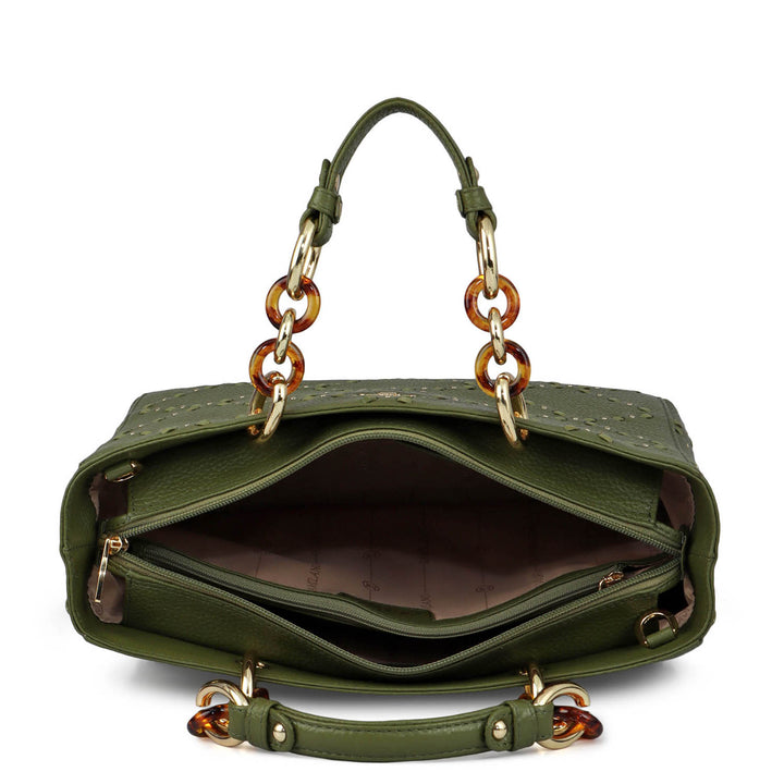 Serena Wax Leather Satchel - Fern