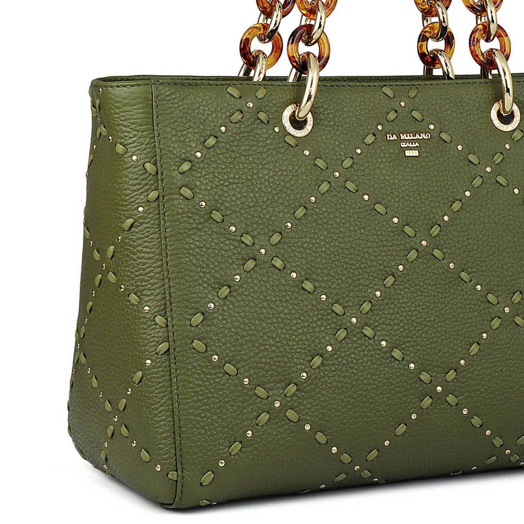 Serena Wax Leather Satchel - Fern