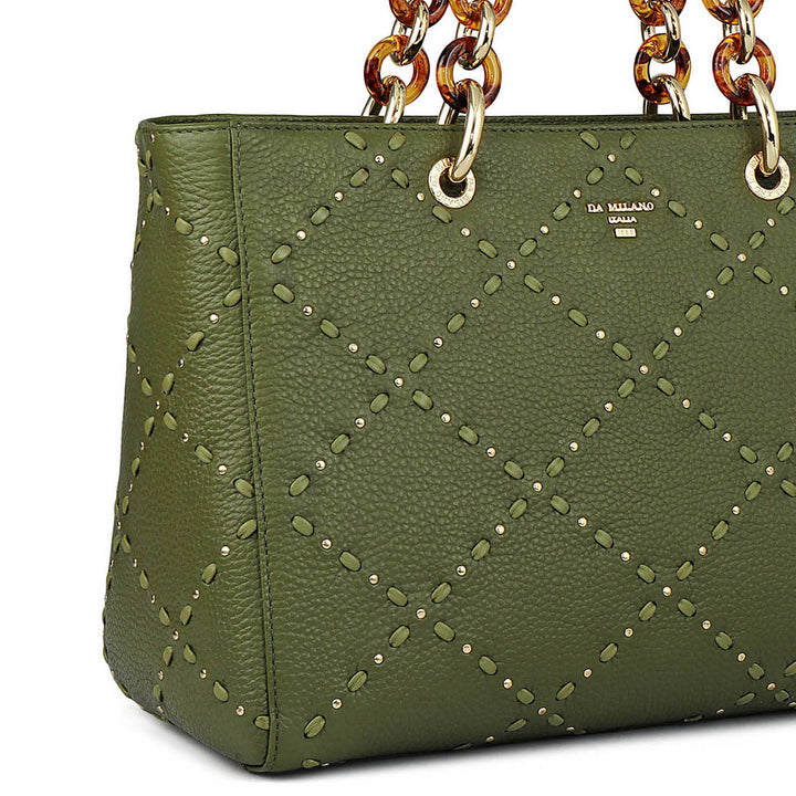 Serena Wax Leather Satchel - Fern