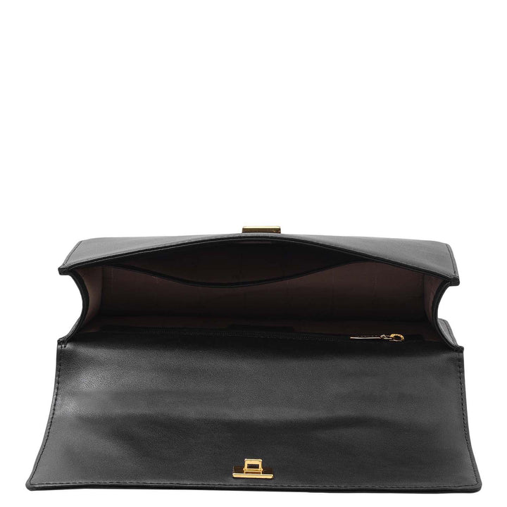 Small Canvas Plain Leather Satchel - Black