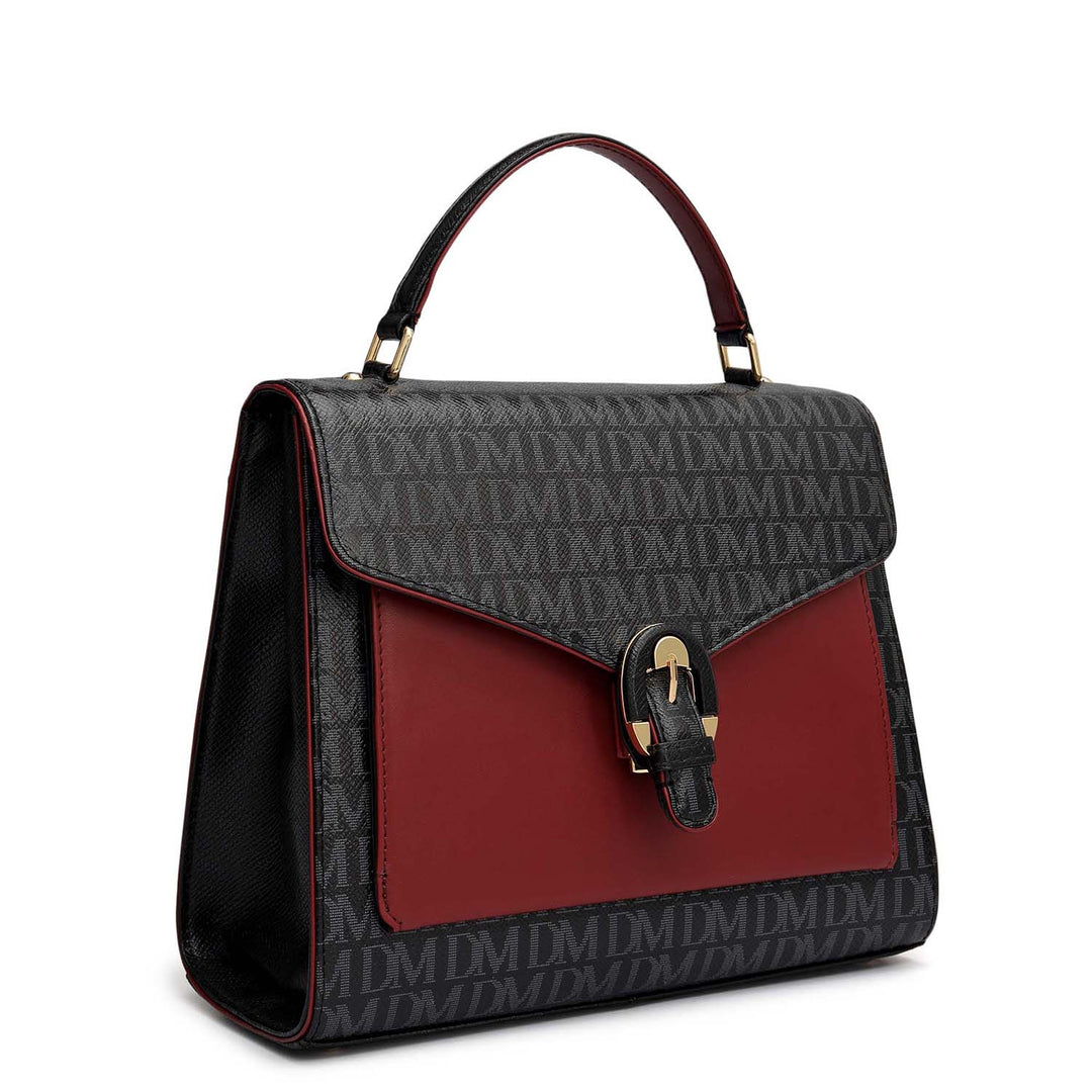 Small Monogram Leather Satchel - Black