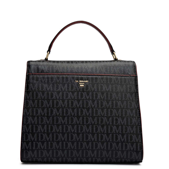 Small Monogram Leather Satchel - Black
