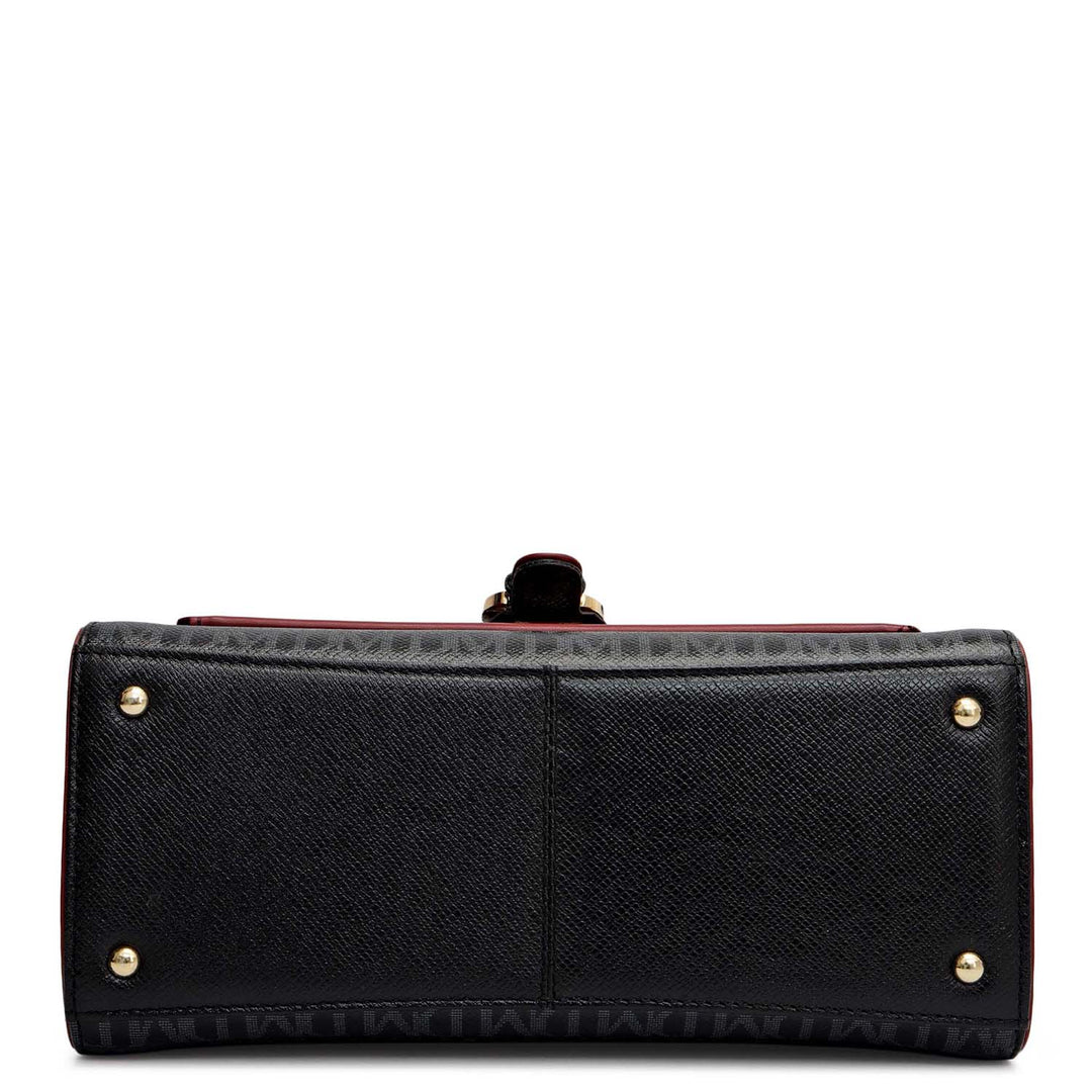 Small Monogram Leather Satchel - Black