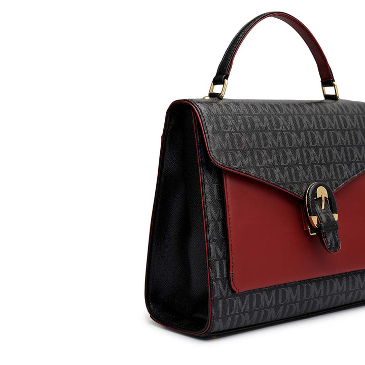 Small Monogram Leather Satchel - Black